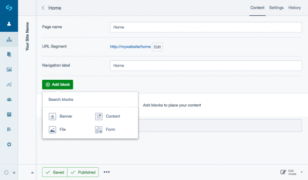 adding content block